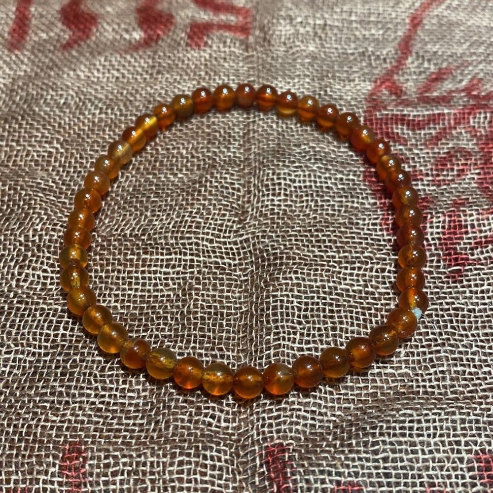 4MM Cherry Carnelian Bead Stretchy Cord Bracelet